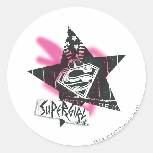 Supergirl Pink Spray Paint Star Runder Aufkleber (Vorderseite)