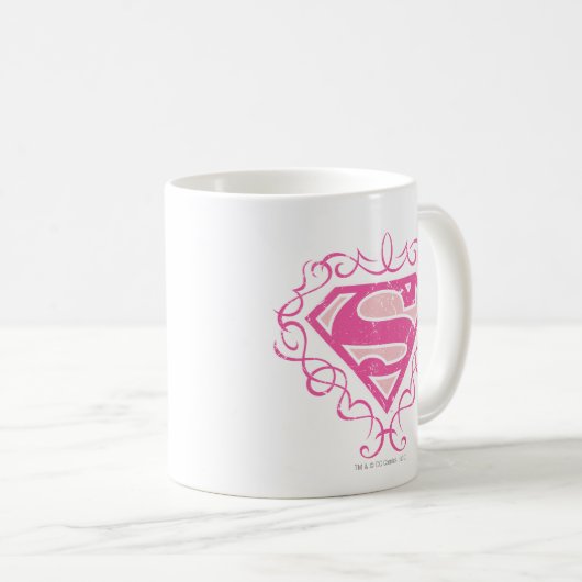Supergirl Pink Stripes Kaffeetasse (VorderseiteRechts)