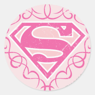 Supergirl Pink Stripes Runder Aufkleber