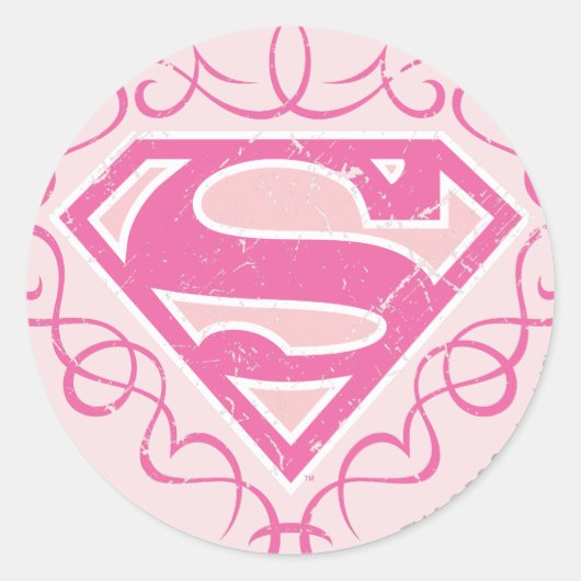 Supergirl Pink Stripes Runder Aufkleber (Vorderseite)