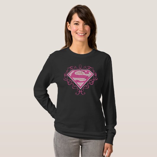 Supergirl Pink Stripes T-Shirt (Vorne ganz)