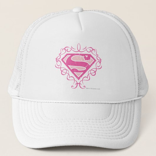 Supergirl Pink Stripes Truckerkappe (Vorderseite)