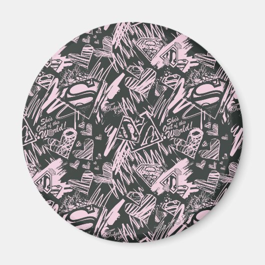 Supergirl Pink und Black Scribbles Magnet (Vorne)