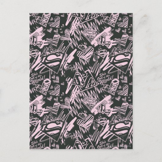 Supergirl Pink und Black Scribbles Postkarte (Vorderseite)