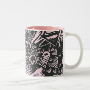 Supergirl Pink und Black Scribbles Zweifarbige Tasse