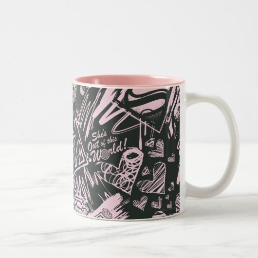 Supergirl Pink und Black Scribbles Zweifarbige Tasse (Rechts)