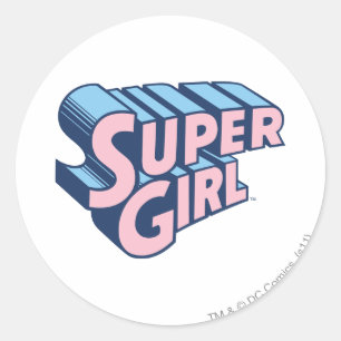 Supergirl Pink und Blue Logo Runder Aufkleber
