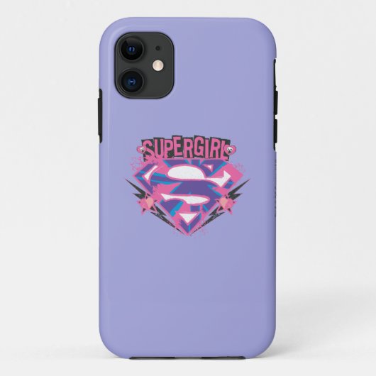 Supergirl Pink und Lila Grunge Logo Case-Mate iPhone Hülle (Rückseite)
