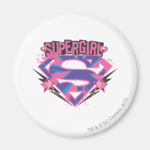 Supergirl Pink und Lila Grunge Logo Magnet