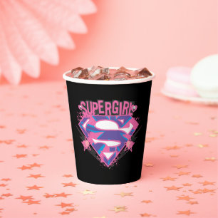 Supergirl Pink und Lila Grunge-Logo Pappbecher