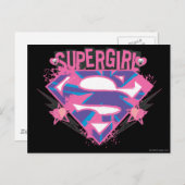 Supergirl Pink und Lila Grunge Logo Postkarte (Vorne/Hinten)