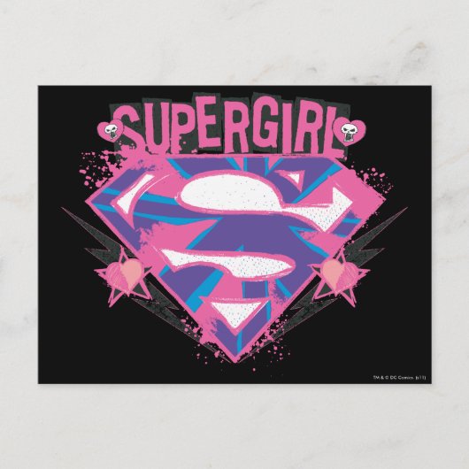 Supergirl Pink und Lila Grunge Logo Postkarte (Vorderseite)