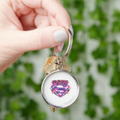 Supergirl Pink und Lila Grunge Logo Schlüsselanhänger (Hand)