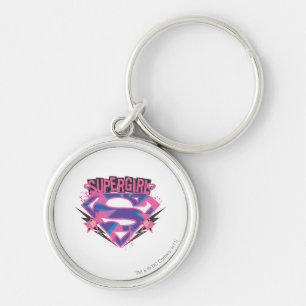 Supergirl Pink und Lila Grunge Logo Schlüsselanhänger