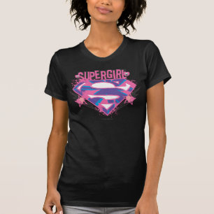 Supergirl Pink und Lila Grunge Logo T-Shirt