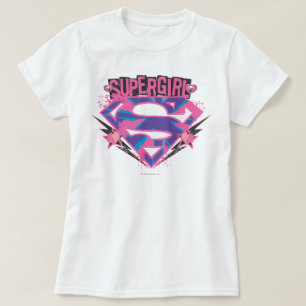 Supergirl Pink und Lila Grunge Logo T-Shirt
