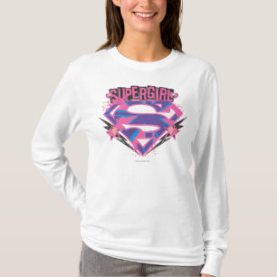 Supergirl Pink und Lila Grunge Logo T-Shirt