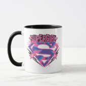 Supergirl Pink und Lila Grunge Logo Tasse (Links)