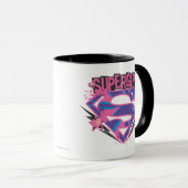 Supergirl Pink und Lila Grunge Logo Tasse (VorderseiteRechts)