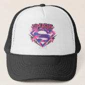 Supergirl Pink und Lila Grunge Logo Truckerkappe (Vorderseite)