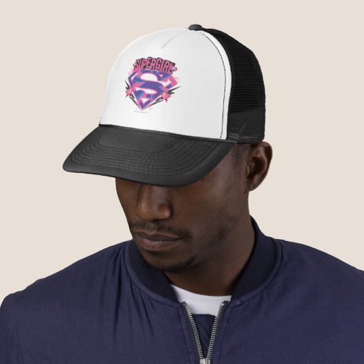 Supergirl Pink und Lila Grunge Logo Truckerkappe (Beispiel)