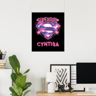 Supergirl Pink und Purple Grunge Logo Poster