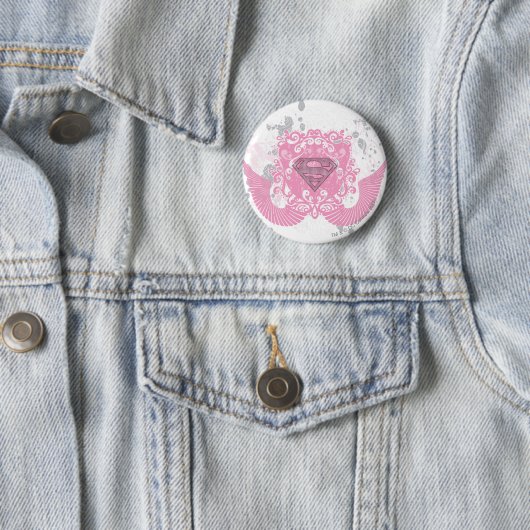 Supergirl Pink Winged Design Button (Beispiel)
