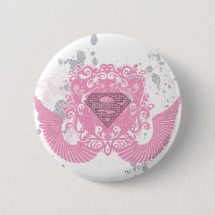 Supergirl Pink Winged Design Button