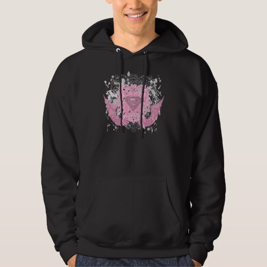 Supergirl Pink Winged Design Hoodie (Vorderseite)