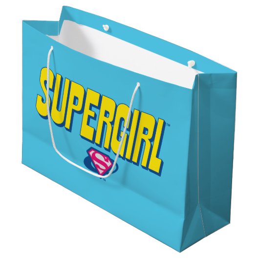 Supergirl Pop-Logo Große Geschenktüte (Vorderseite Schrägansicht)