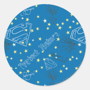 Supergirl Protect Nattern Pattern Runder Aufkleber