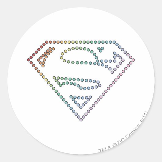Supergirl Rainbow Outline Logo Runder Aufkleber (Vorderseite)