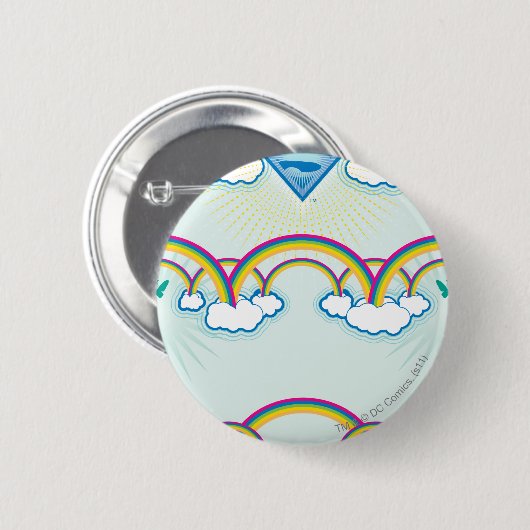 Supergirl Rainbow Pattern Button (Vorne & Hinten)