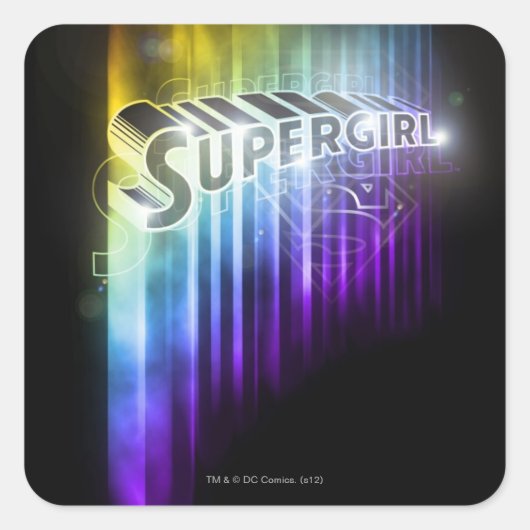 Supergirl Rainbow Quadratischer Aufkleber (Vorderseite)