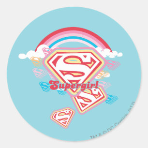 Supergirl Rainbow Runder Aufkleber