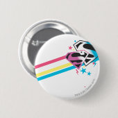 Supergirl Rainbow Stripes Button (Vorne & Hinten)