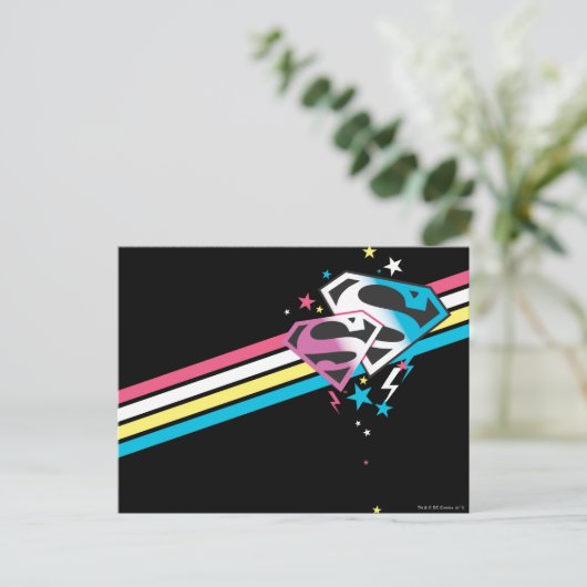 Supergirl Rainbow Stripes Postkarte (Stehend Vorderseite)