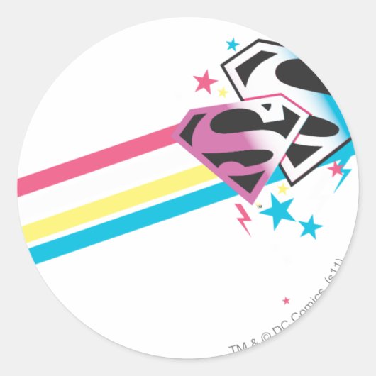 Supergirl Rainbow Stripes Runder Aufkleber (Vorderseite)