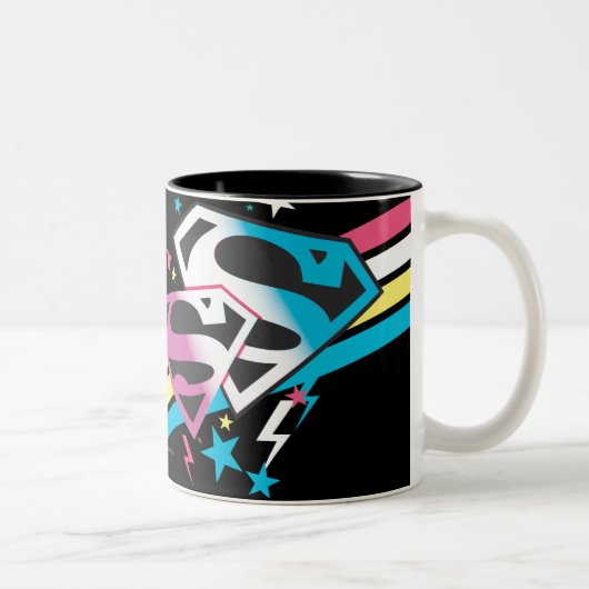 Supergirl Rainbow Stripes Zweifarbige Tasse (Rechts)