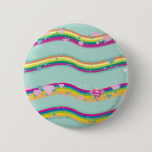Supergirl Rainbow Waves Green Button (Vorderseite)