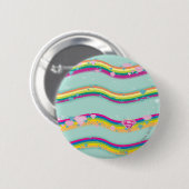 Supergirl Rainbow Waves Green Button (Vorne & Hinten)