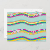 Supergirl Rainbow Waves Green Postkarte (Vorne/Hinten)