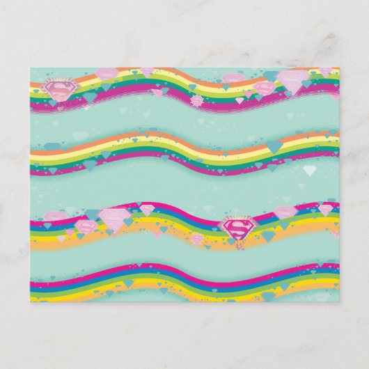 Supergirl Rainbow Waves Green Postkarte (Vorderseite)