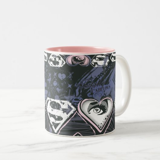 Supergirl Repeat S Pattern Zweifarbige Tasse (VorderseiteRechts)