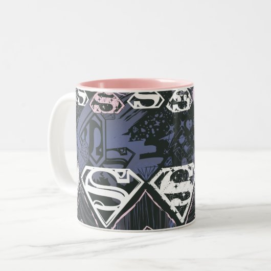 Supergirl Repeat S Pattern Zweifarbige Tasse (Vorderseite Links)
