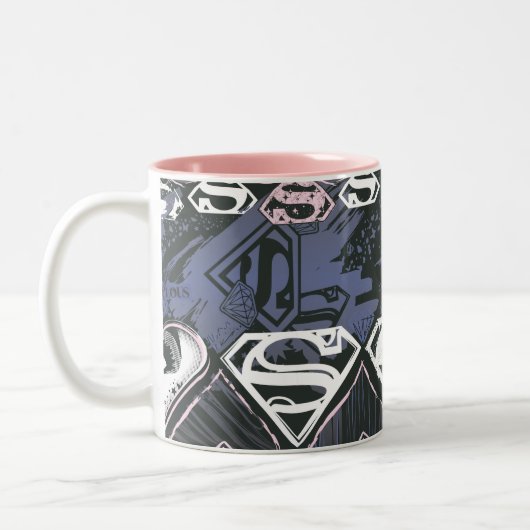 Supergirl Repeat S Pattern Zweifarbige Tasse (Links)