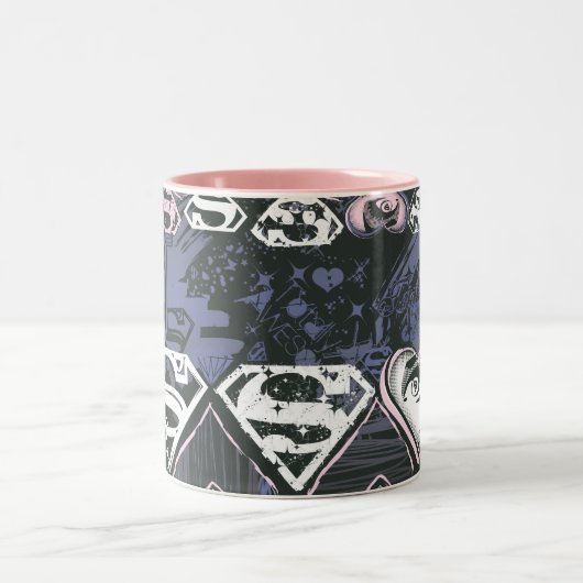 Supergirl Repeat S Pattern Zweifarbige Tasse (Mittel)