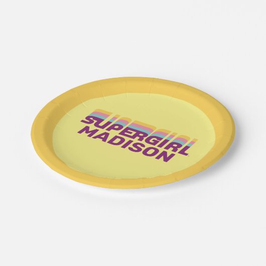 Supergirl Retro Colorshift Graphic Pappteller (Schrägansicht)