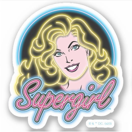 Supergirl Retro Neon Lights Graphic Aufkleber (Vorderseite)