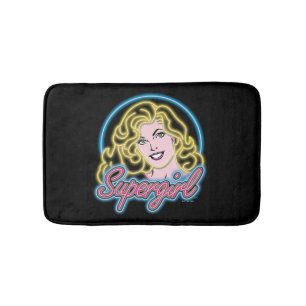 Supergirl Retro Neon Lights Graphic Badematte